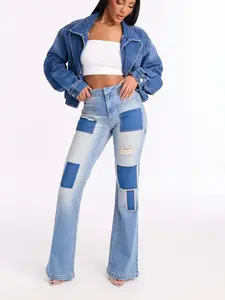 Handicraft Patchwork Flare Jean - Light Wash