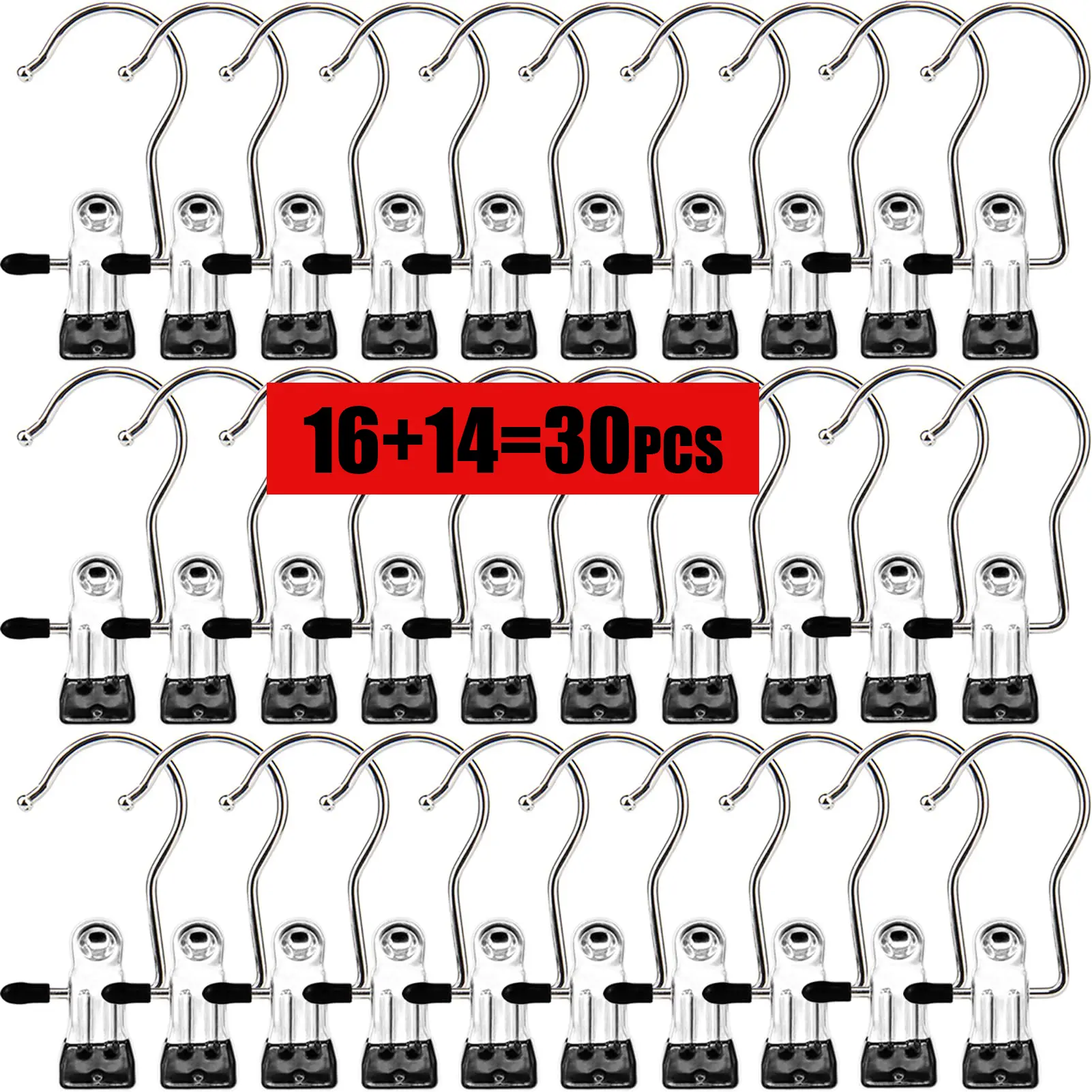 Premium Boot Hangers with Multipurpose Hanging Clips & Rust-Resistant Clothespins, Heavy-Duty Closet Organization Space-Saver for Boots, Pants (30/60 Counts),dorm essentials,home decor
