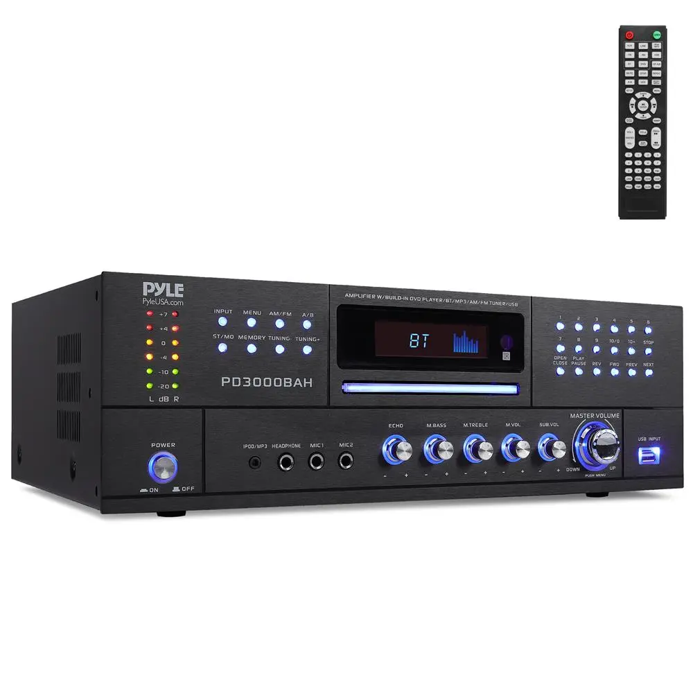 3000W 4-Channel Bluetooth Amplifier  | Wireless Streaming BT 5.0 for Home Theater | HDMI, USB, AUX, RCA Connectivity | Rack Mount Stereo System with Remote, Antennas & Power Cable Included