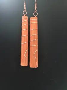 100% Handmade Ethnic Ceylon Cinnamon Stick Earrings, Fashion Costume Jewelry Accessories, 100% Handmade Earrings