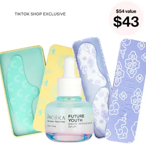 Pacifica Beauty Bundle Future Youth Gravity Rebound Serum and Brow and Undereye Reusable Mask Bundle