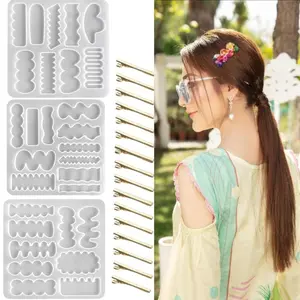 1 SET Hair Clip Silicone Molds, Hairpin Molds for Epoxy Resin Casting, UV Resin Jewellery Accessories Making Tool (3PCS Silicone Molds + 10PCS Clip) prom mom