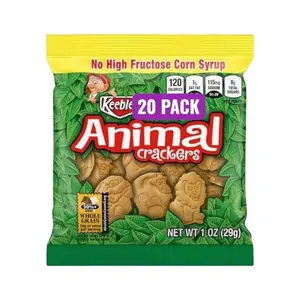 Animal Crackers, Whole Grain Cookies, 1 oz Bags, Pack of 20, Bundled By Shoppyway, No Artificial Color or Flavors, No High Fructose Corn Syrup