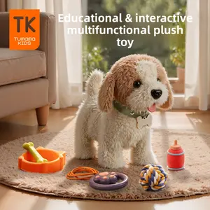 Interactive AI Smart Robotic Dog Realistic Barking Toy with Licking Motion Electric Plush Puppy Companion Gift for Kids Adults