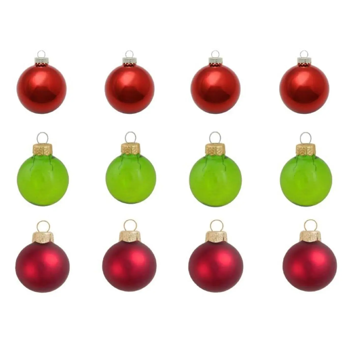 Whitehurst Set of 12 Glass Red/Green ChristmasOrnaments
