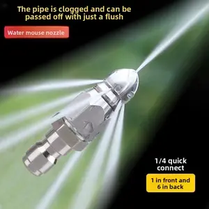 Water Rat Sewer Dredging Artifact Electric High-Pressure Car Washer Stainless Steel Rotating Nozzle Pipe Cleaning Spray Nozzle