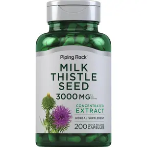 Piping Rock Milk Thistle Supplement | 3000mg | 200 Capsules | Concentrated Herbal Extract | Non-GMO, Gluten Free