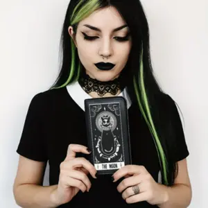 Dark Gothic Tarot Card Cat Print Women's Long Zipper Wallet Card Holder Clutch Bag, Stylish Handbag for Everyday Use, Unique Design Accessory, Zipper Pouch Wallet