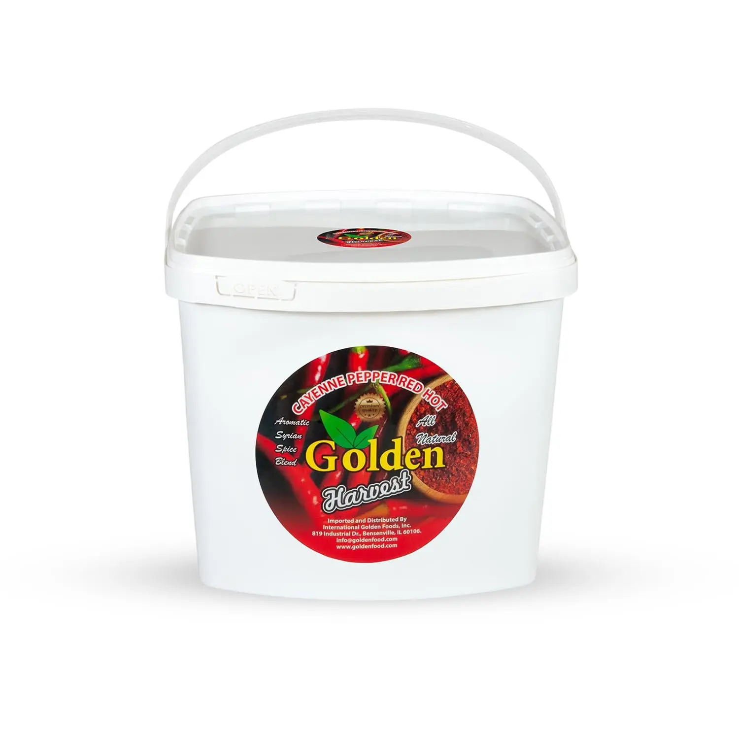 Golden Harvest Cayenne Pepper Red Hot | 5 lbs (2.26kg) Bulk Bucket | Halal All-Natural Ground Spice | Hot Chili Seasoning for Restaurants, Catering & Home Cooking