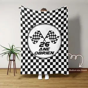 Racing Blanket with Checkered Flag, Car Lover Gift, Racing Car Blanket Checkered Flag Throw