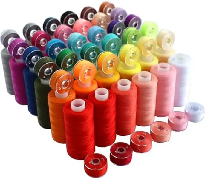 72-Piece High-Quality Durable Polyester Sewing Thread Assorted Set - 36 Solid Colors with 36 Matching Bobbins, 400yd Spools for Sewing Machines, Ideal for Home Craft, Seamless Stitching, Leaf Embroidery Knot, Gift Option