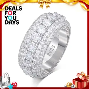 UCCIYO Iced Out Lab-Created Moissanite Rings For Men Hip Hop Pave Setting S925 Sterling Silver Rings Hip Hop Jewelry FallFreshness day gift trendy female perfect synthetic
