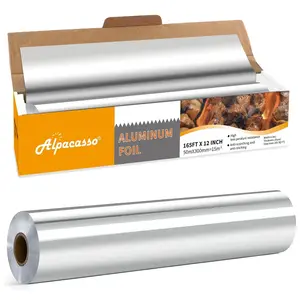 Aluminum Foil ,Aluminum Foils Roll with Serrated Cutter,12inx165SQ.FT Kitchenware  Disposable