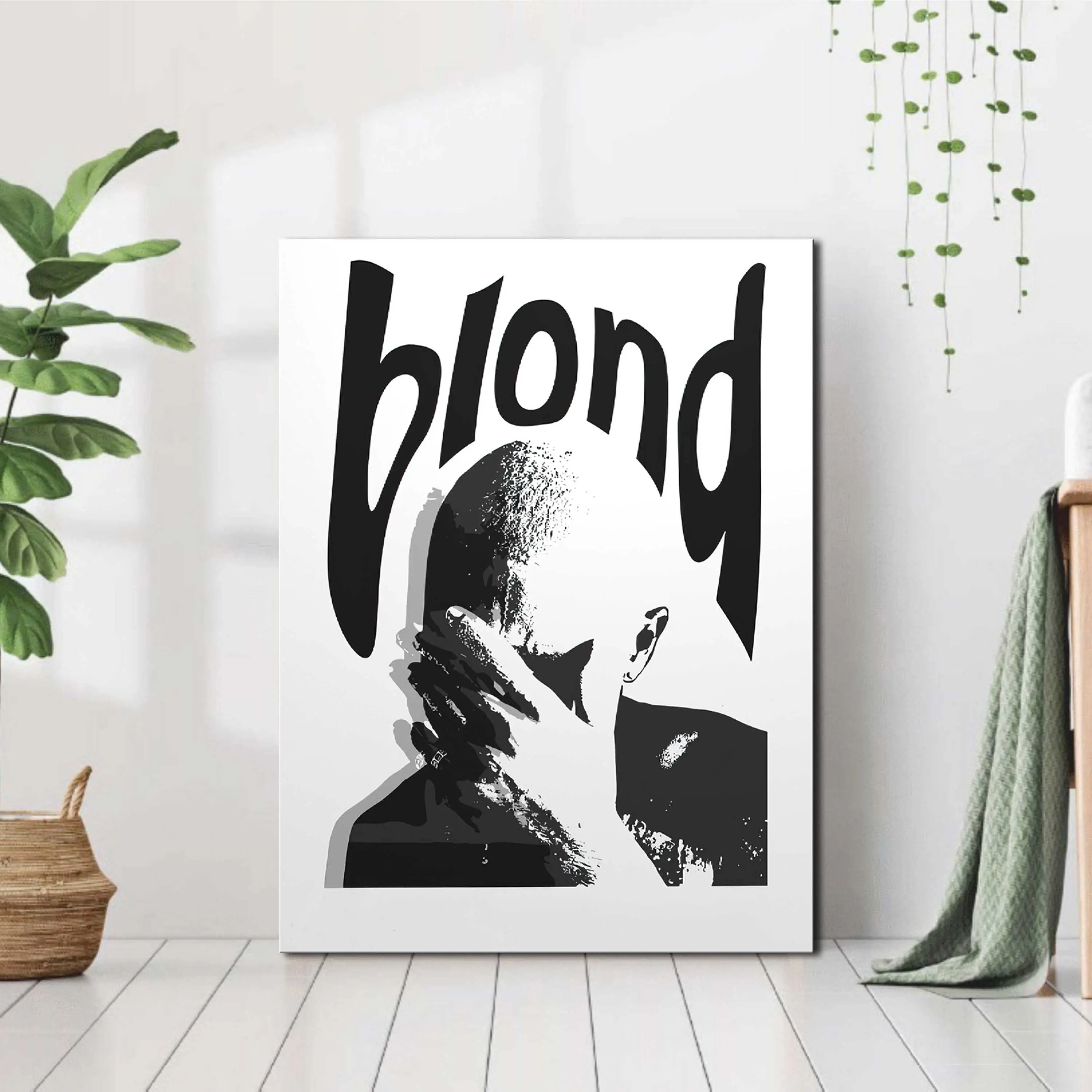 Blond Minimalist Canvas Wall Art, Black and White Portrait Poster, Modern Music Inspired Room Decor, Unframed Canvas Poster or Framed Canvas Wrap