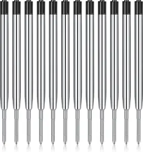 Pen Refills Black 12 Pieces Ink 1.0mm Medium Point Metal Ballpoint Refill Smooth Writing Pen Refills Replacement Refills