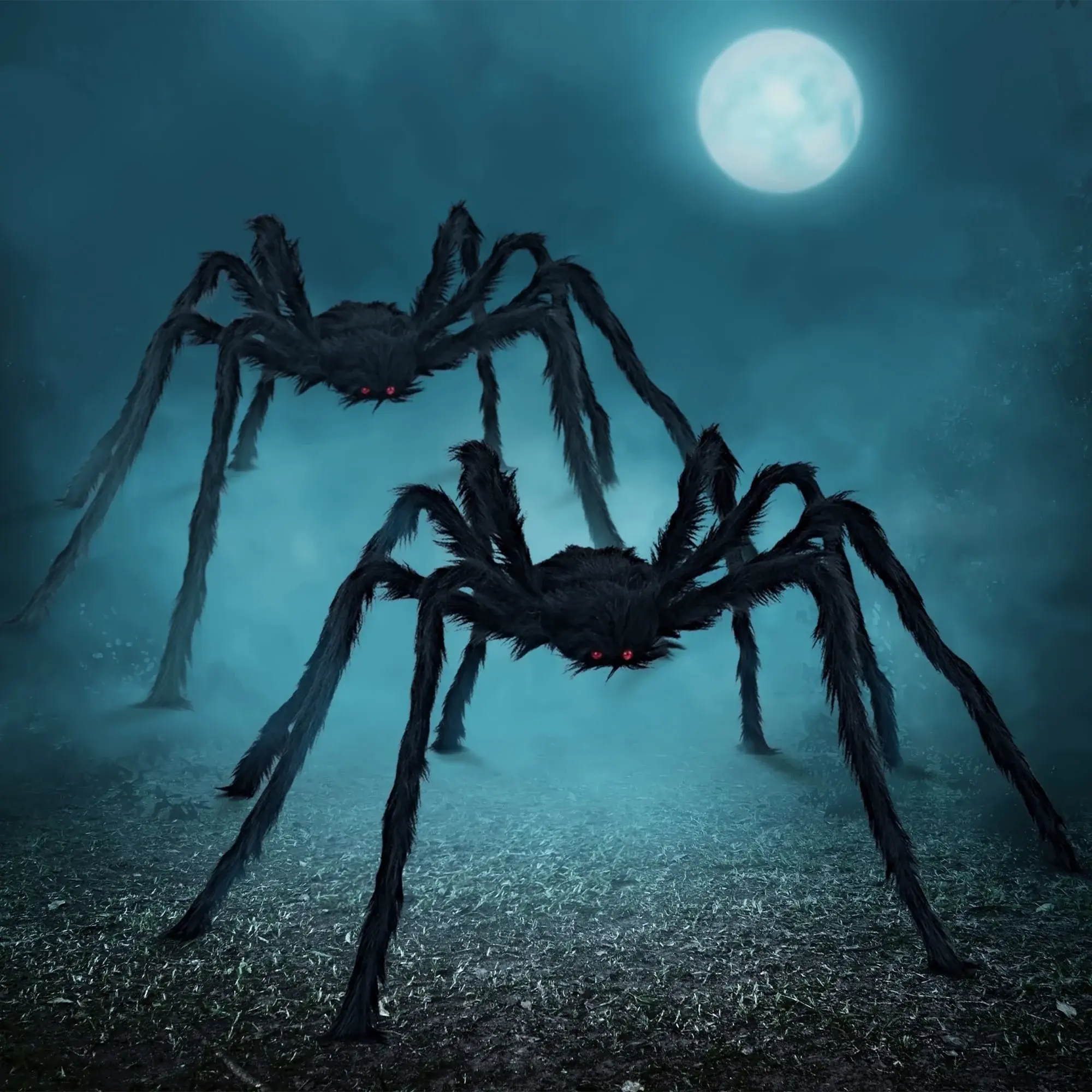 2 Pack 5 FT Giant Spider Halloween Decorations,Scary Spider Halloween Decorations Outdoor Party Decorations Props Halloween Yard Decorations,Black Joyfy