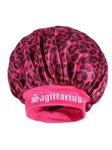 Multi-Purpose Women's Sleep Cap with Zodiac Letter Print, Waterproof Elastic Hair Cap, Available in Multiple Colors for Daily Use & Showers, Sleep Bonnets