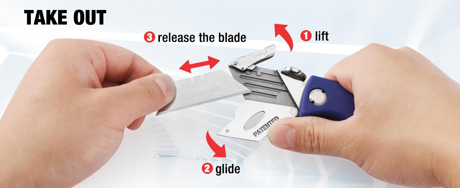 #fathersdaygift WORKPRO Folding Utility Knife, Quick-Change Box Cutter, Blade Storage in Handle with 5 Extra Blades Included