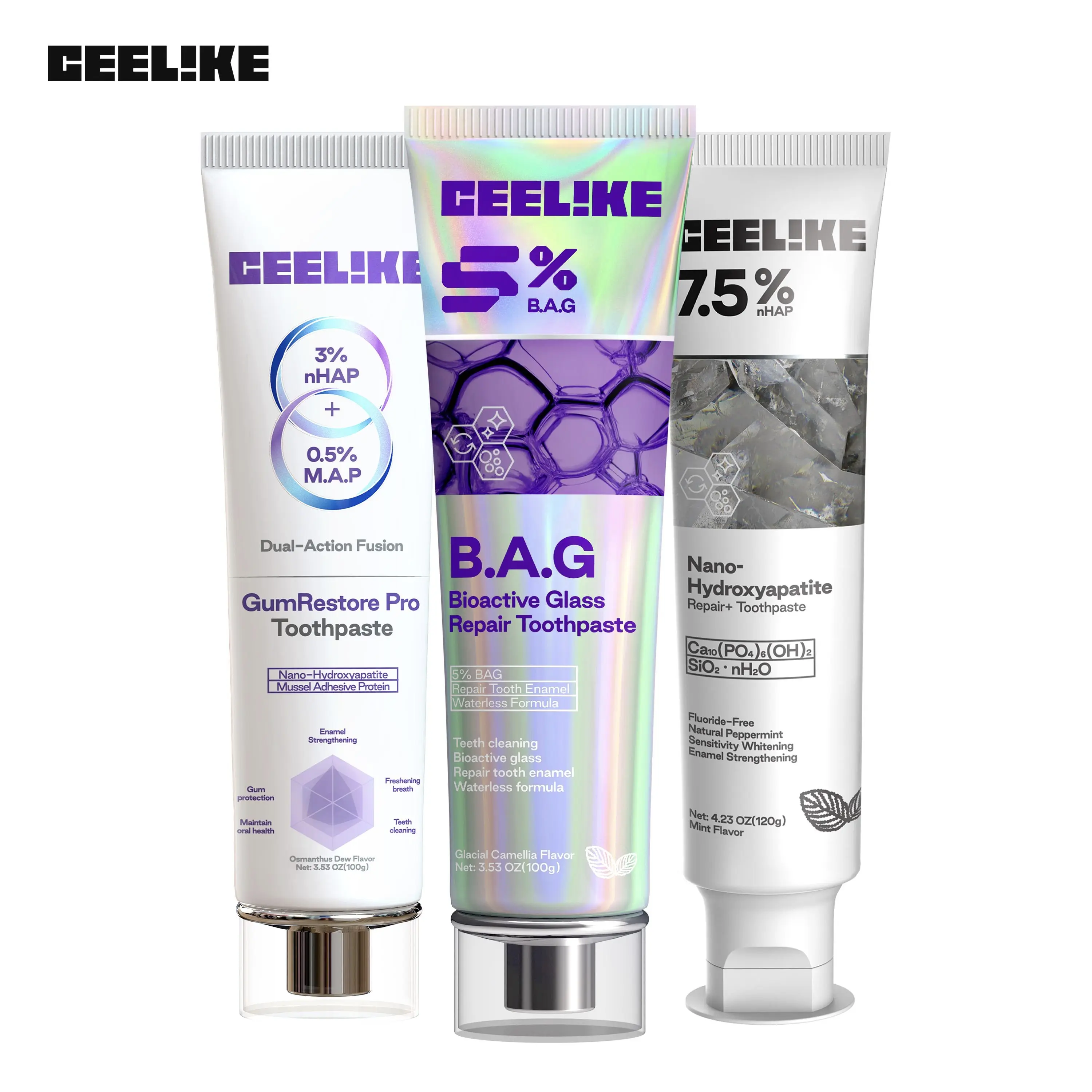 CEELIKE V34 Colour Corrector Mousse - Teeth Brightening Formula for Oral Stain Remover, Deep Care & Daily Selfcare, Deep Teeth Care, Clean Breath Toothpastes, Bacteria Killing Toothpastes
