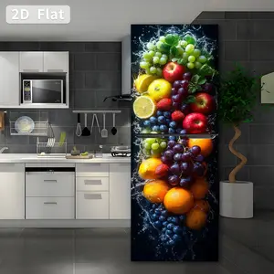 Self-Adhesive Refrigerator Stickers, Removable PVC Kitchen Decor, Fruit Theme Door Decals, DIY Home Decoration, Decorative Wall Sticker, Removable Window Decal, 30x180cm, Pack of 2