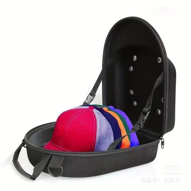 1-Pack Dustproof Hat Organizer Storage Bag with Zipper, Handle, Portable Design for Home & Travel, Holds 6 Baseball Caps, Black/Camo