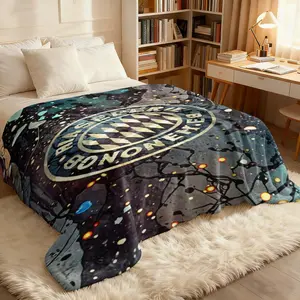 Festive Gift Blanket Bayern Football Club Pattern Digital Print, Lightweight Comfortable Flannel Fabric, Home Nap Sofa Decor Office Shawl