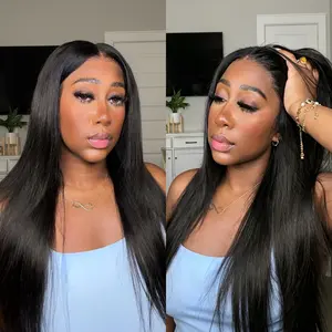 1-Year Warranty Wavytalk Glueless Human Hair Straight / Water Wave Wig with  Invisible Drawstring, 9x6 Closure HD Natural Hairline, Pre Plucked Pre Bleached Pre Cut Wear and Go New Beginners Friendly #SummerVibes