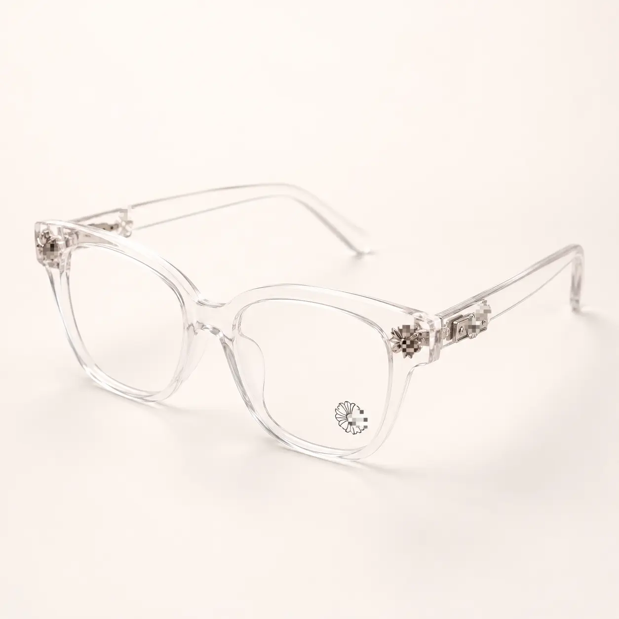 Unisex Square Full-Rim Transparent Eyeglass Frames with Decorative Temple Accent for Prescription Lenses and Everyday Wear