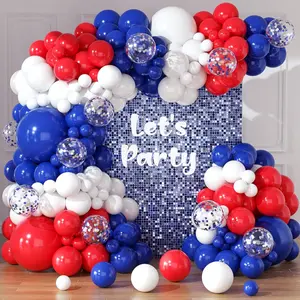 Red White and Blue Balloons Garland Arch Kit 164 count Balloons Different Sizes 5 10 12 18inch with Confetti Balloons for Labor Day 4th of July Baseball Birthday Party Decorations