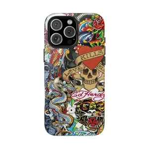Ed Hardy Dragon Vintage Phone Case – 2-Piece Tough Cover with Drop & Scratch Protection | Trendy Hard Case for iPhone