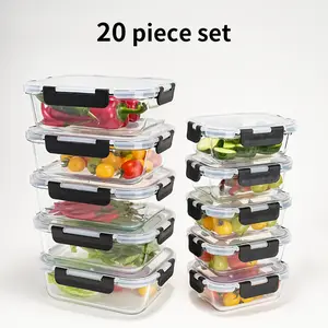 20 Piece Glass Food Storage Containers Set, Airtight Leakproof Glass Meal Prep Containers with Lock Lids, Freezer Microwave Safe Lunch Boxes