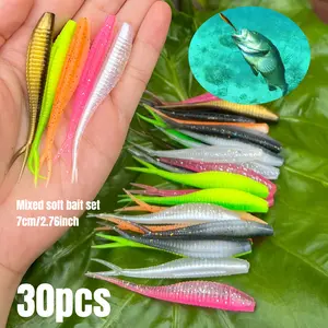 30pcs Lure Mixed Color Soft Bait Set 7cm/2.76 inch Outdoor Artificial Fishing Lure Fishing Lures Essentials Set Fishing Lures Kit is suitable for freshwater, seawater, and other fishing scenarios