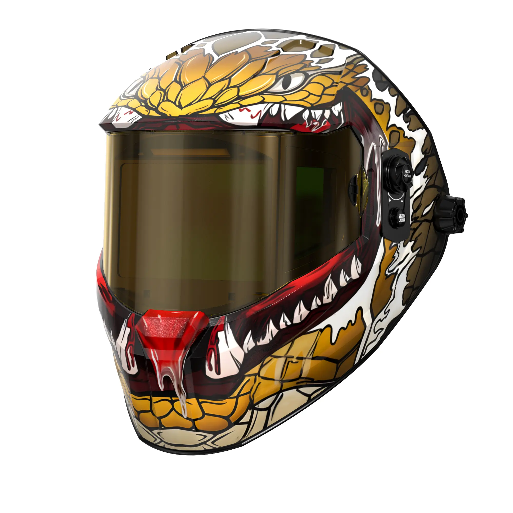 ANDELI Eco-Friendly Solar Powered Welding Helmet (OPTIM-600LA-TGB) - Weldingmask with 180° Panoramic 4.53"x3.23" View, 1/1/1/2 True Color, DIN16 Wide Shade, 6 Contact Points, 500mAh Built-in Cells for TIG, MIG Welding, Grinding, weld  Helmet arc