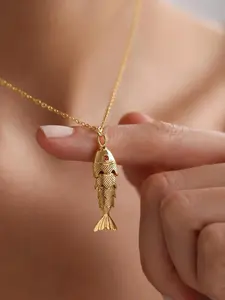 Stylish Vintage Koi Fish Pendant Necklace, Unique Elegant Stainless Steel Jewelry Accessory for Women's Daily Wear, Perfect Gift for Her, Gift Ready