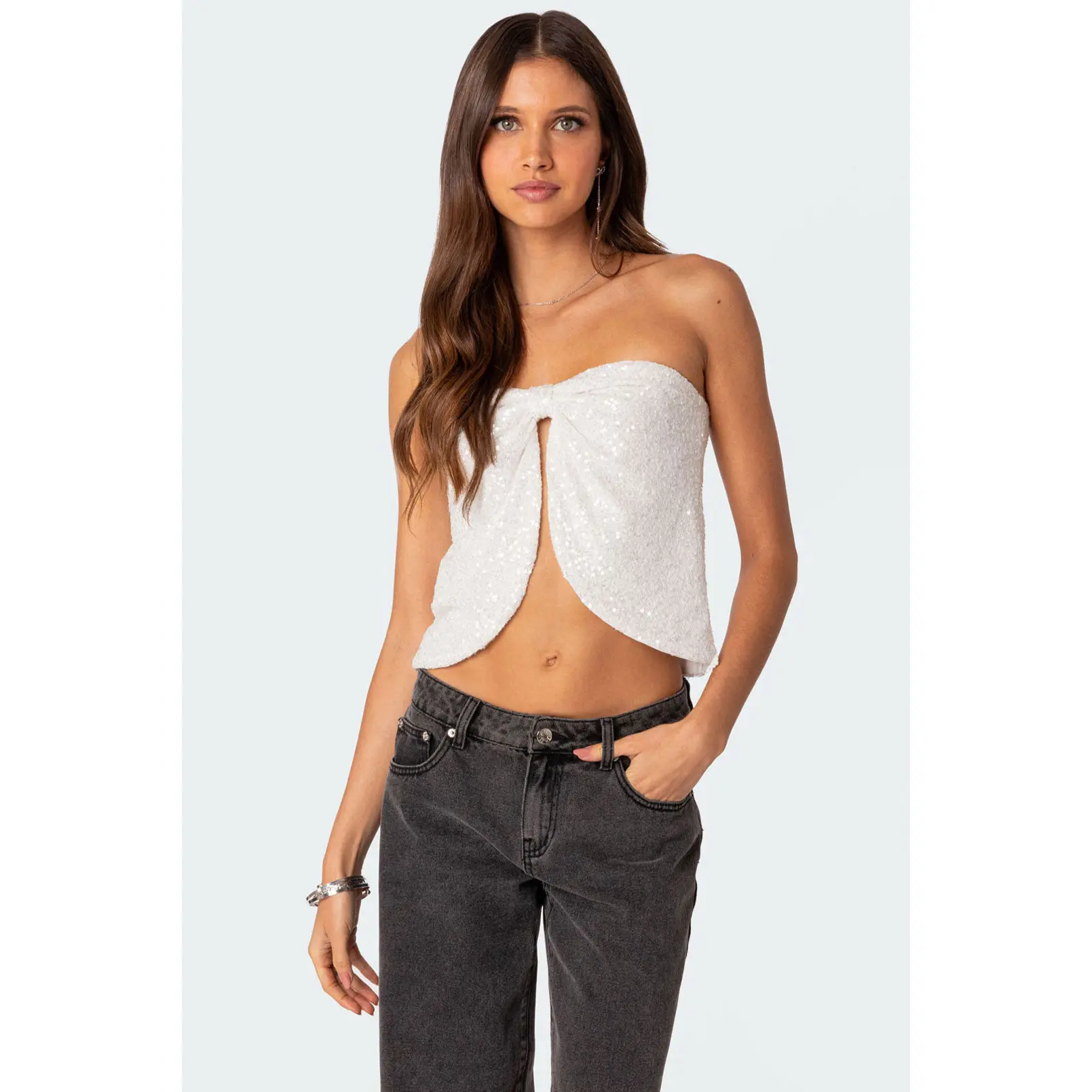 Siren Sequin Split Front Top