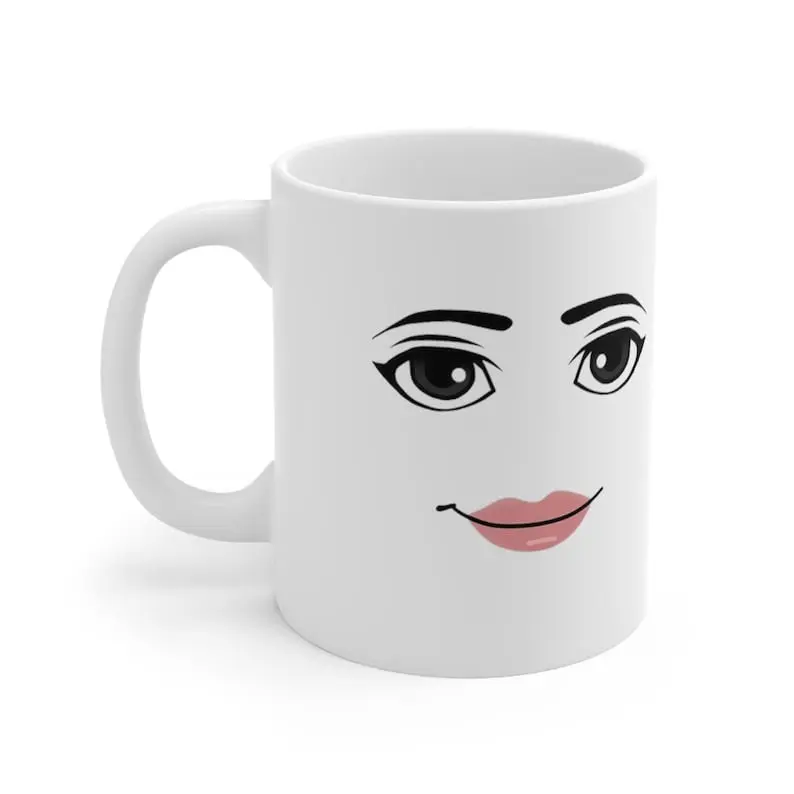 Roblox Woman Face Mug 11oz 15 oz, Double Sided Ceramic Mug 2024, Gamer Roblox Face Mug, Gamer Mug