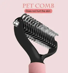 ANCHOR Pet Grooming Brush-Double Sided Shedding and Dematting Undercoat Rake Comb for Dogs and Cats, No More Nasty Shedding or Flying Hair