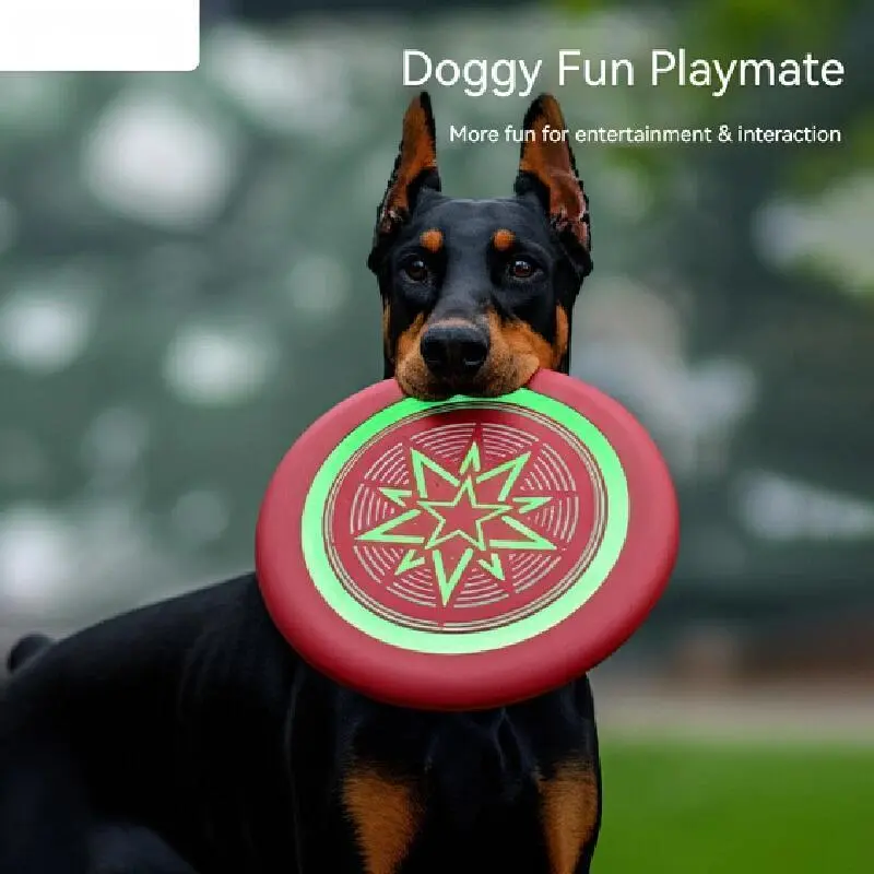 Portable EVA Luminous Dog Frisbee - Chew-Resistant Thermoplastic Rubber Pet Training Toy, Outdoor Entertainment Accessory for Small, Medium, Large Breeds
