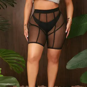 SXY High Waist Sheer Mesh Biker Shorts revealingclothing folklorebikeshorts workout