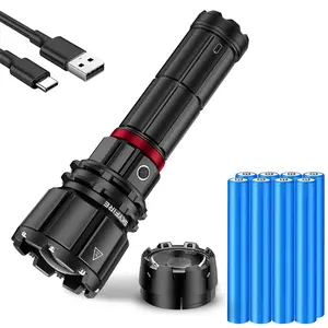 SKYFIRE 1209-Ultra High Power Handheld Torch, 3624 Lumens, 16000mAh Rechargeable with USB Port, Water Resistant LED Tactical Flashlight with Shoulder Straps for Adults, Camping & Emergency Use