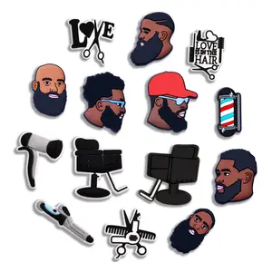 Barber Croc Charms Hair 14PCS PVC Clog Pins Accessories Party Favors Birthday Gifts Holidays Decoration for Boys Women Girls