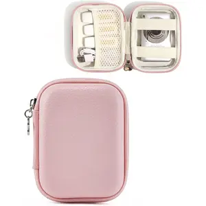 P-PHP07   Digital Camera Case for CAMKORY, KODAK PIXPRO FZ45/FZ55, Canon IXUS 285 HS, Lecran, Small Travel Compact Camera Holder with Mesh Pocket for Accessories SD Card (Pink)