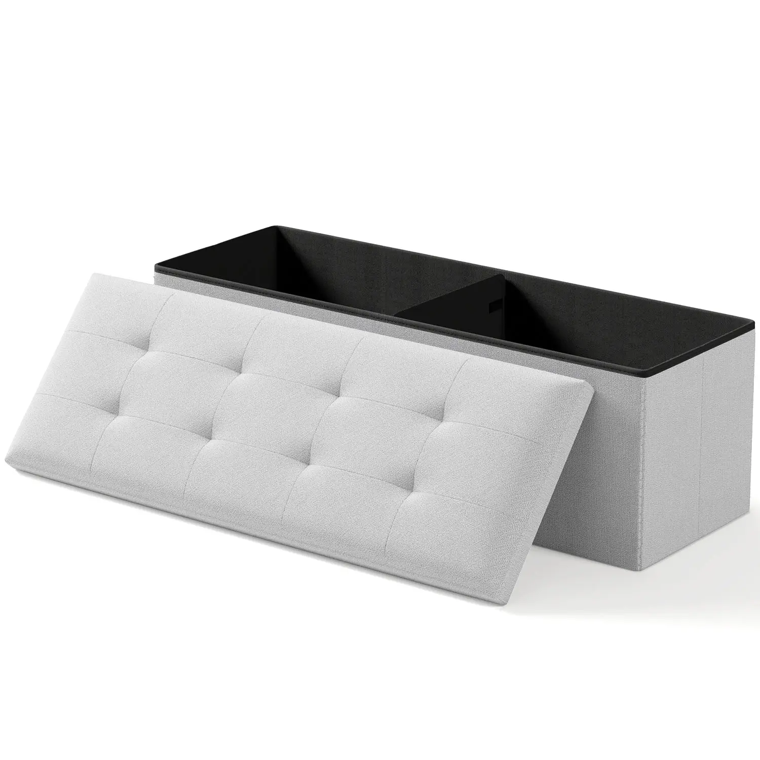 Storage Ottoman Bench, Folding Ottoman Foot Rest, 15 x 43 x 15 Inches, End of Bed Bench, Toy Box,Storage Chest, for Living Room, Bedroom, Hallway, Entryway, Holds up to 700 lb