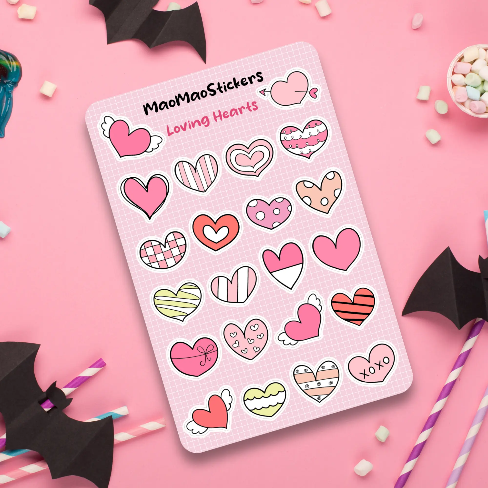 Loving Heats Sticker Sheets, Pink Hearts Stickers, Packing Stickers, Holiday Gifts, Birthday Packaging, Valentine Gifts, Gifts Ideas, Scrapbook Planner Laptop Journal Stickers