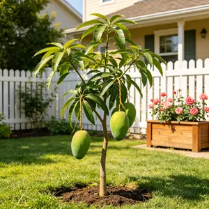 (QD#ZR）Tropical Mango Sapling Plant – Green Mango Seedling for Backyard Garden, Patio Fruit Tree Starter, Out door Tropical Home Growing Plant