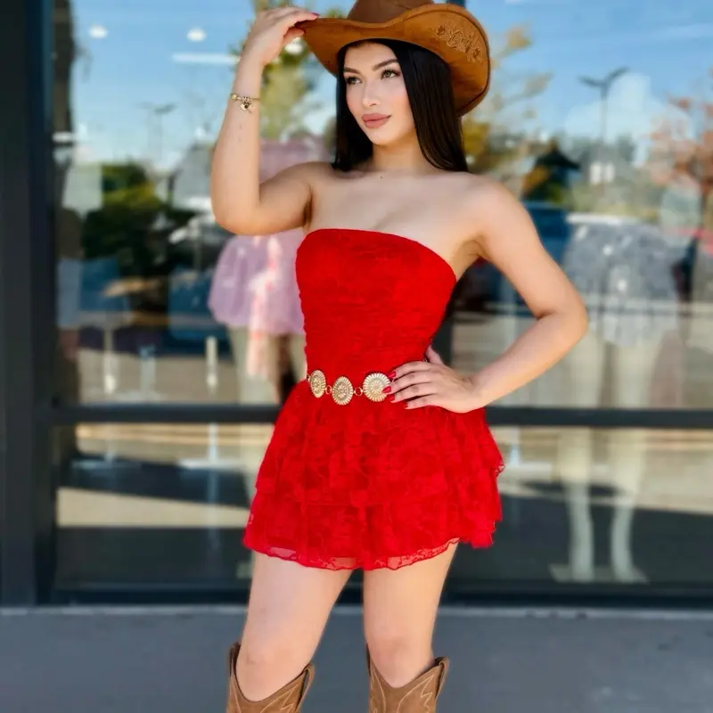 red western dress Red & Cowgirl Print Swing Shirt Dress  Unique Vintage