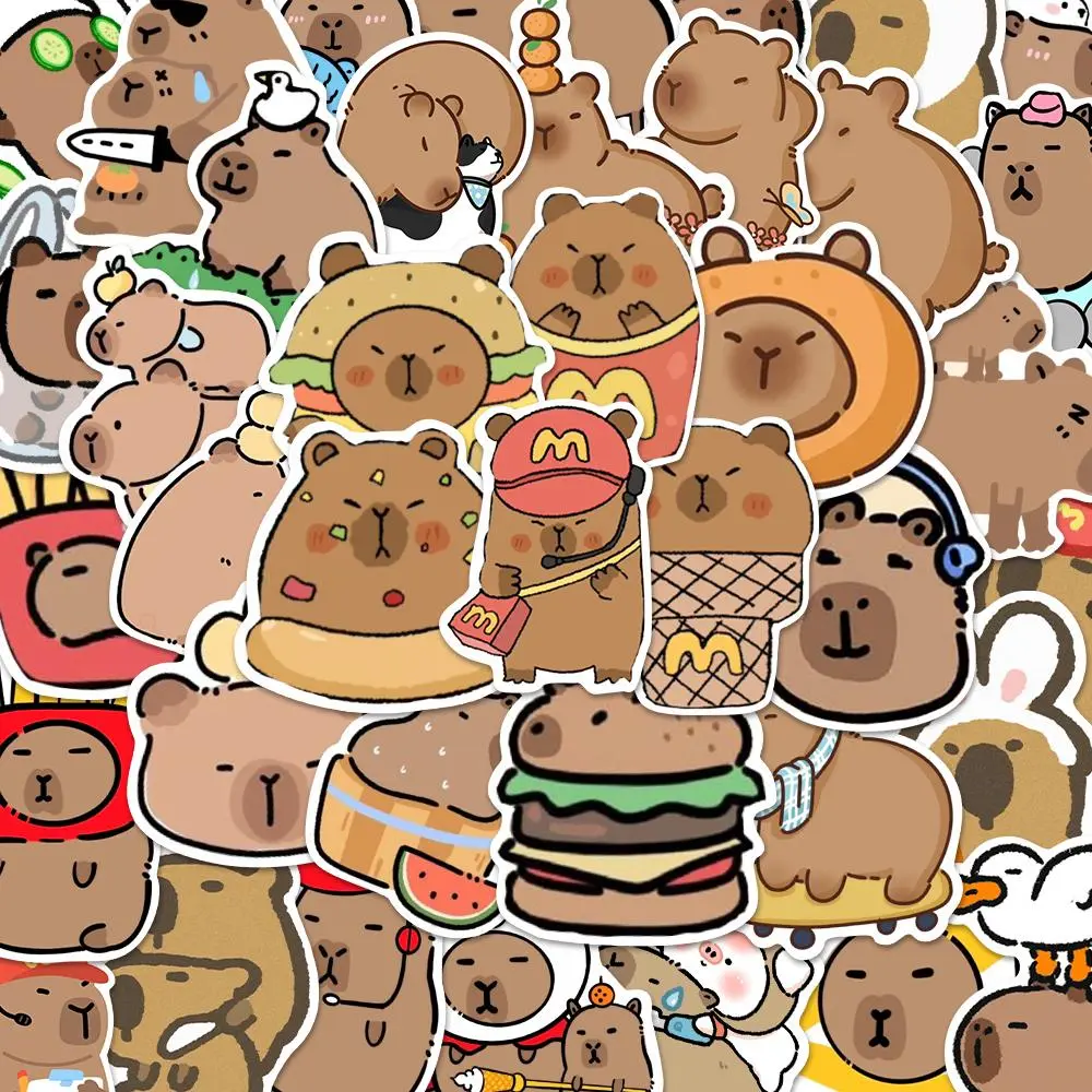 Cute Guinea Pig Pattern Sticker, 50pcs/set Waterproof Durable Self Adhesive Decor Paper, Decor Sticker for Gift Greeting Card Water Bottle Laptop Cellphone Phone