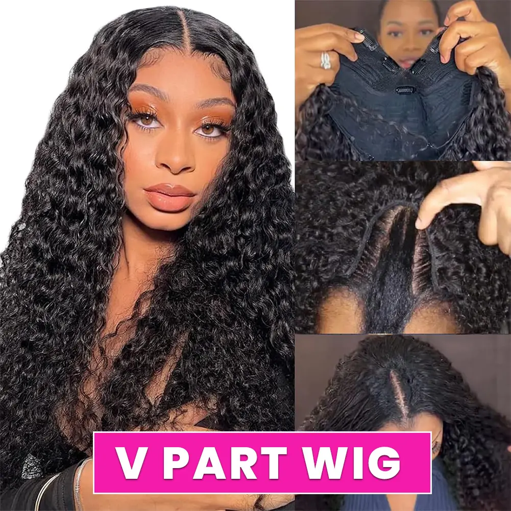 V Part Wig Deep Wave 