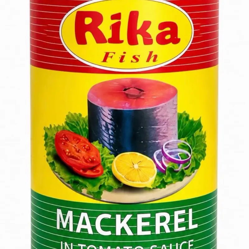 Rika Savory Organic Cholesterol-Free Cooked Canned Mackerel in Tomato Sauce - Seafood, Ambient Pantry Meal Food with Natural Taste of Mackerel