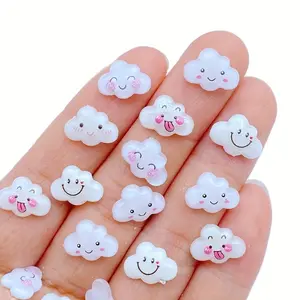 2D Flat Resin Material Cloud Decorations in Various Facial Expressions, Multiple Expressions, 10 or 100 Pcs for Wedding Decor, Phone Cases, Nail Art, Fun, Playful Touch & Durable Accessories, Multipurpose Use